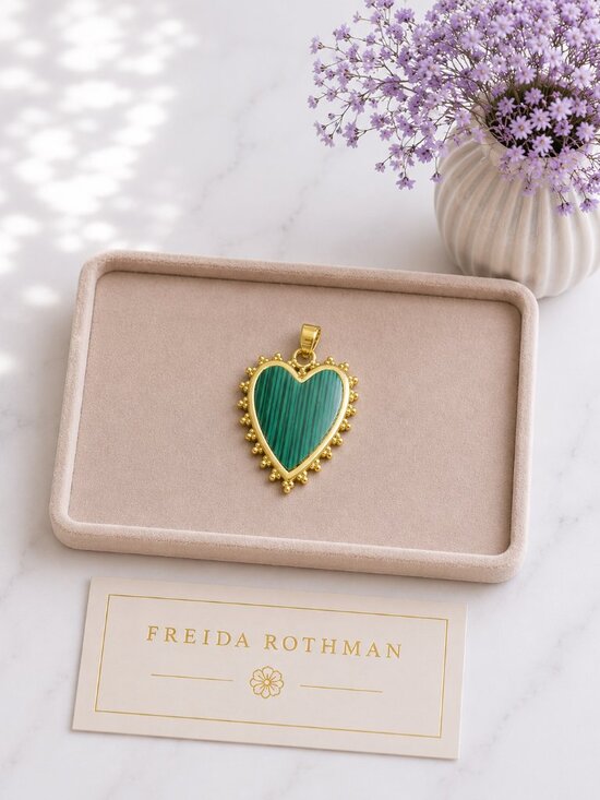 Freida Rothman Jewelry - Freida Rothman Green Agate Heart Necklace Pendant